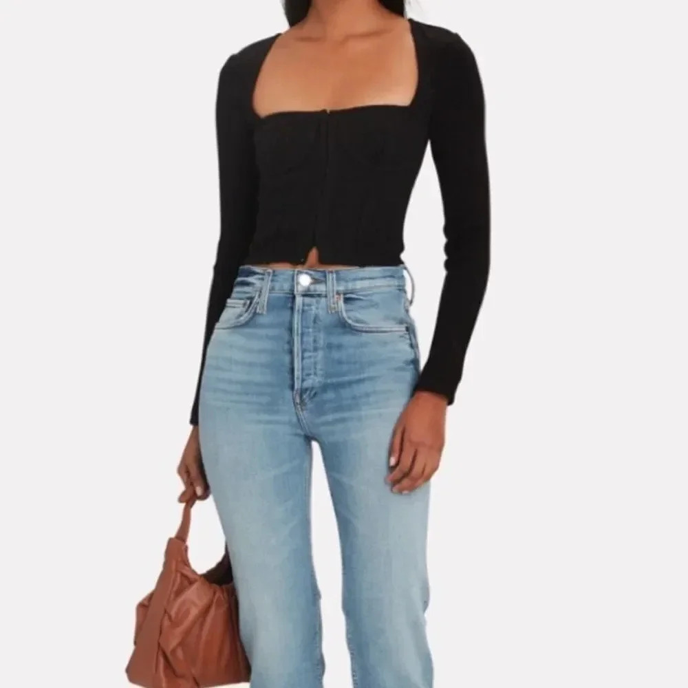 NEW JONATHAN SIMKHAI STANDARD Rib Knit Bustier Top - Picture 5 of 14